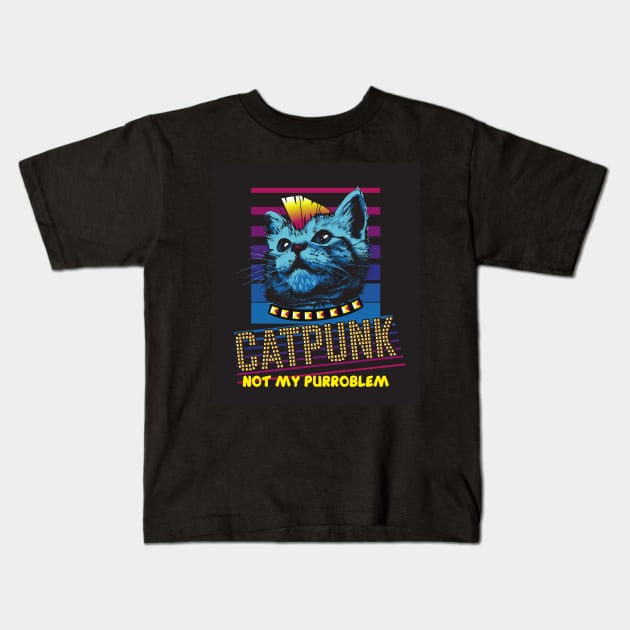 Punky cat Kids T-Shirt by G4M3RS